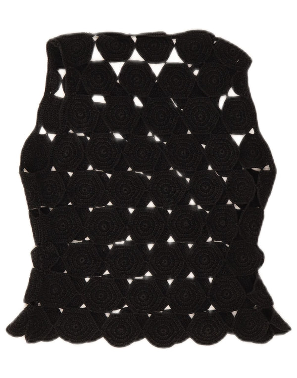 Top feminino de crochê sem mangas Max & Co. Reino Unido 10 pequeno preto