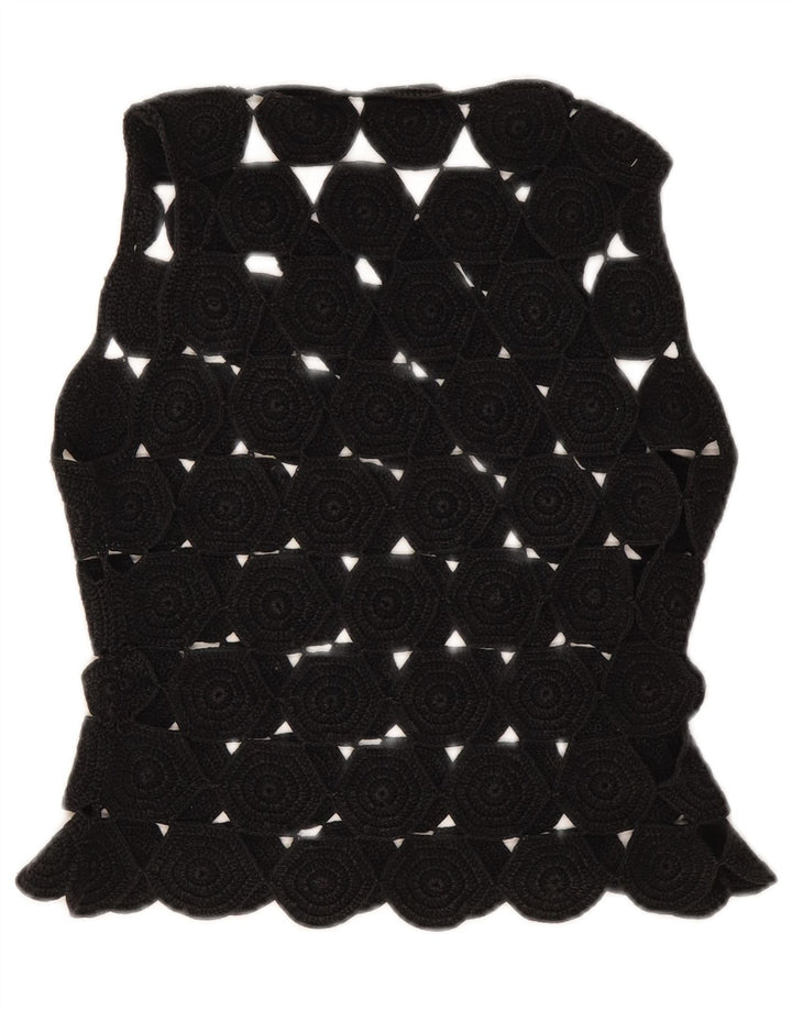 Top feminino de crochê sem mangas Max & Co. Reino Unido 10 pequeno preto