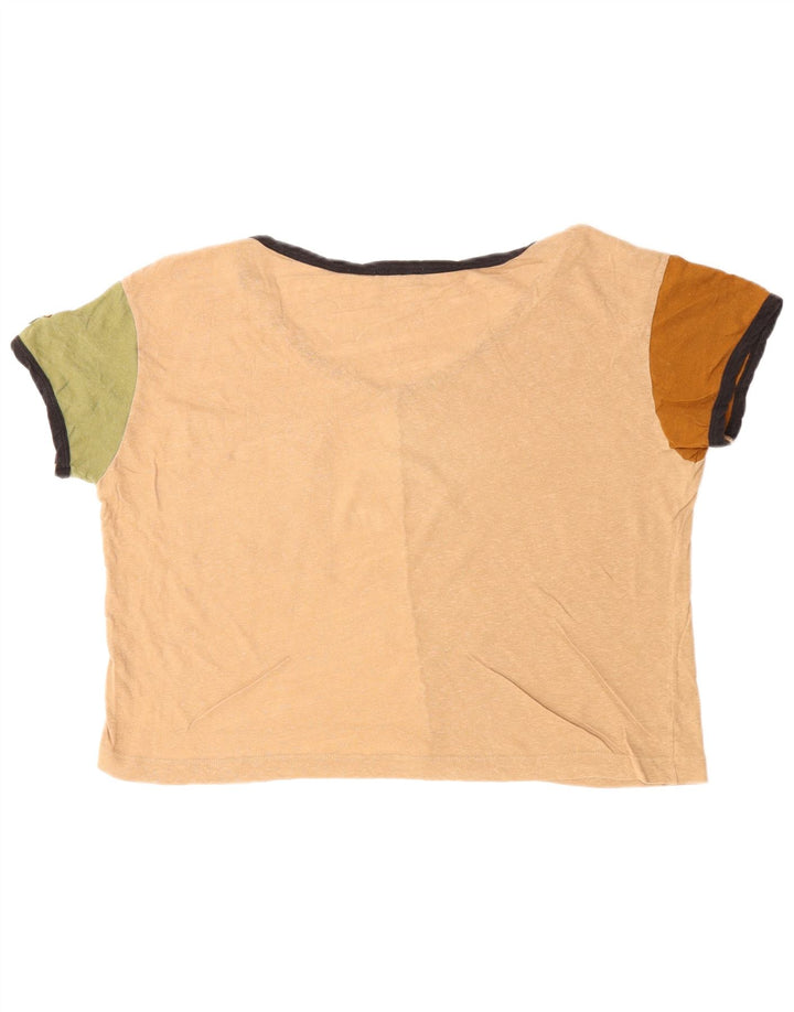 Camiseta feminina BENETTON UK 16 grande bloco colorido multicolorido