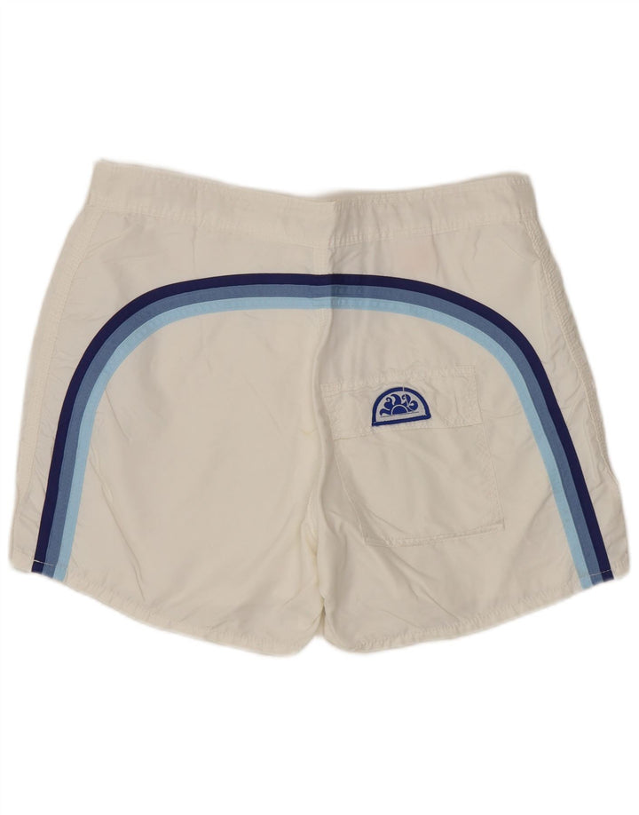 Shorts de natação masculino SUNDEK médio listrado branco nylon