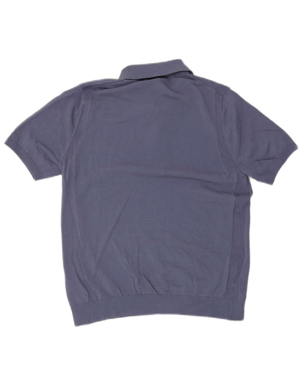 Suéter masculino Reiss de manga curta com gola polo e algodão azul grande