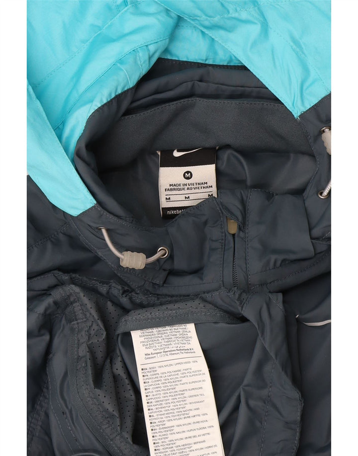 Jaqueta de chuva feminina Nike com capuz UK 12 cinza médio colorblock nylon