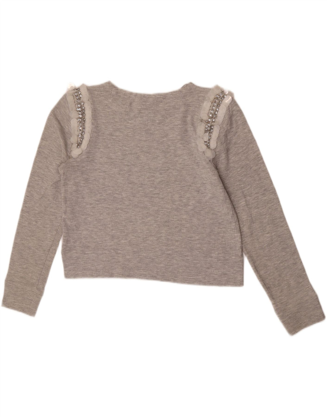 Moletom Zara feminino cropped UK 12 algodão manchado cinza médio