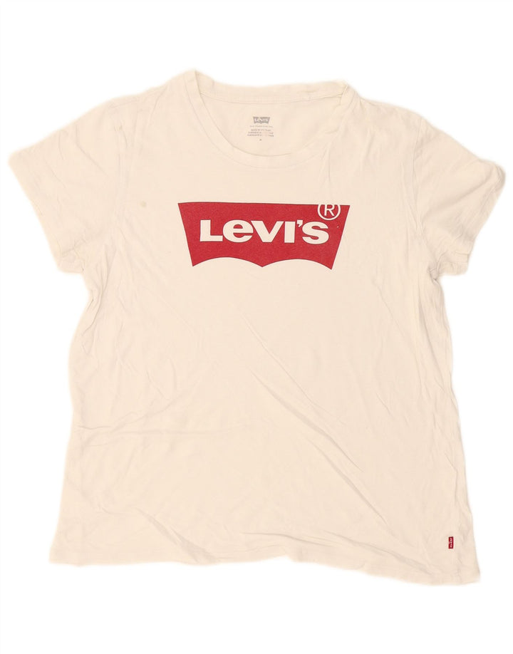 Camiseta feminina gráfica Levi's UK 14 médio branco