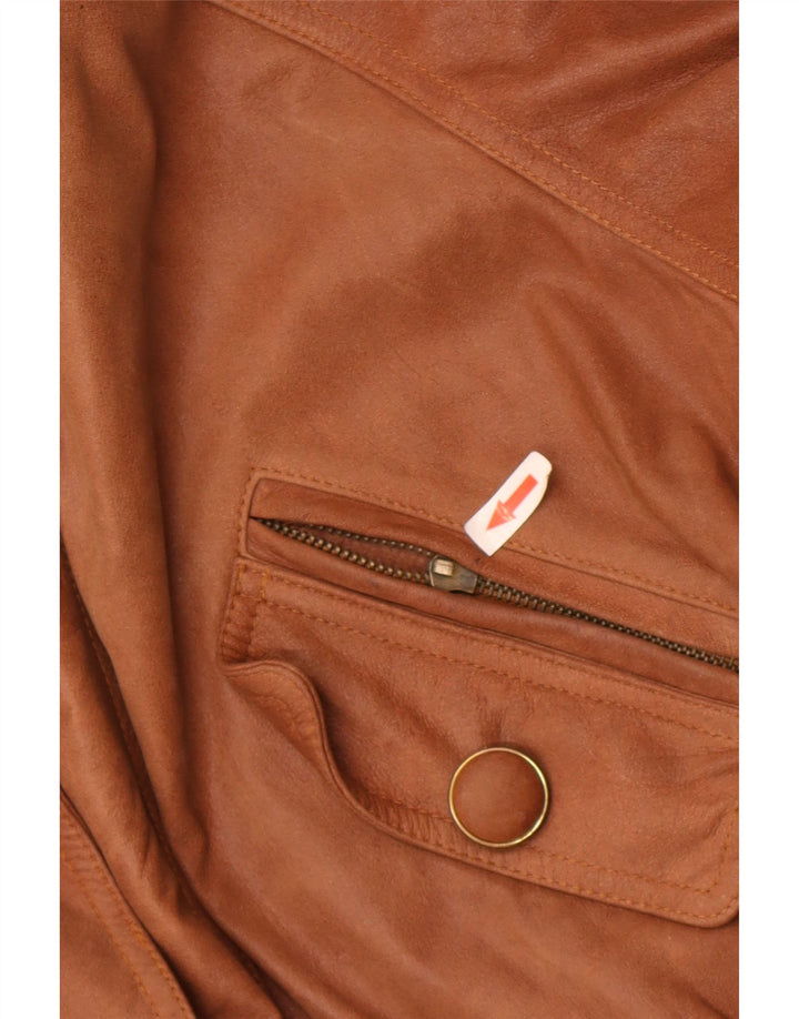 Jaqueta de couro vintage feminina UK 18 XL marrom