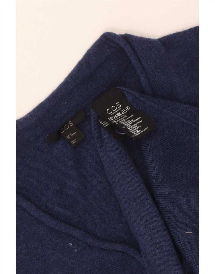 Suéter cardigã feminino Cos UK 14 lã azul marinho médio
