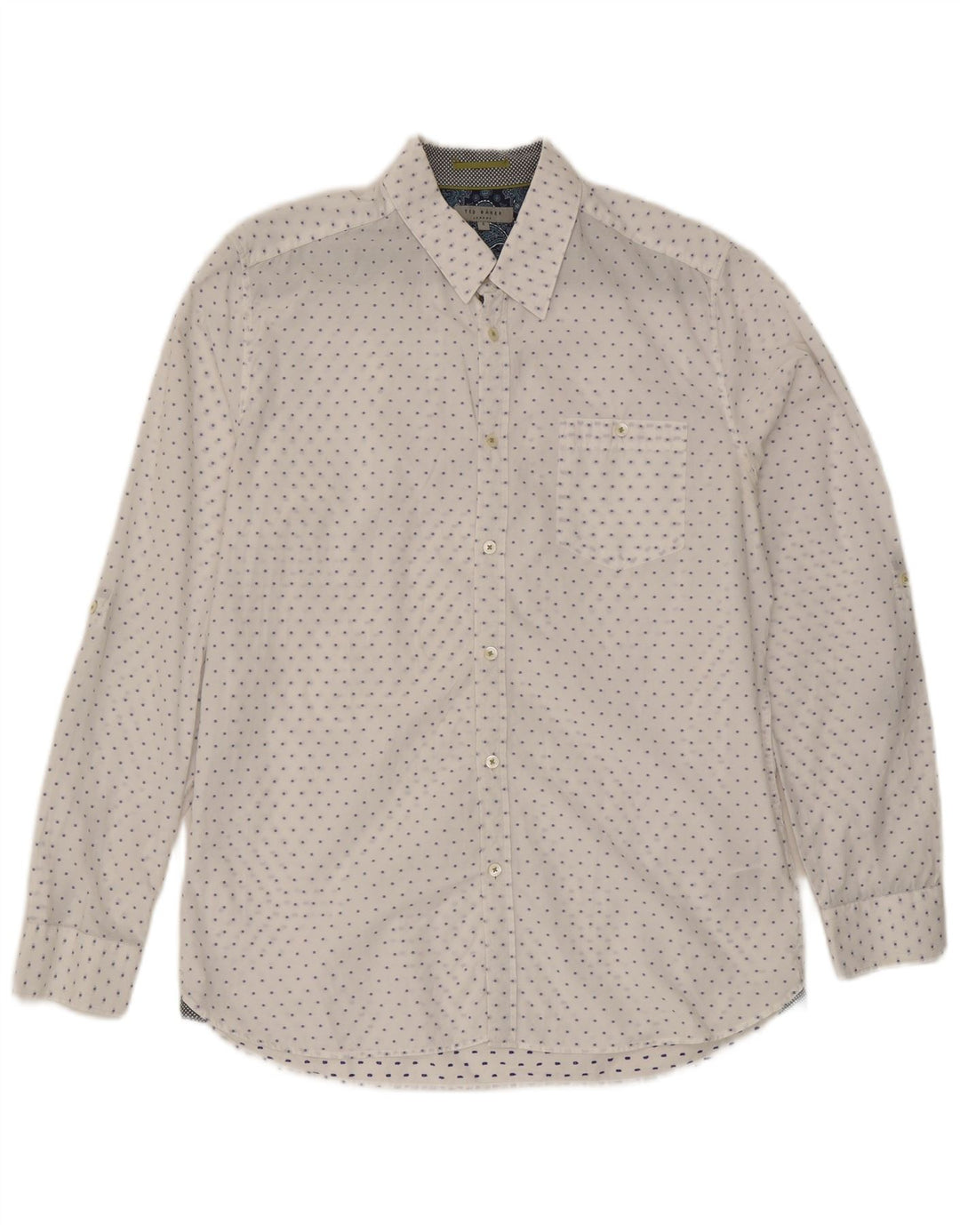 Camisa masculina Ted Baker tamanho 4 grande algodão manchado branco
