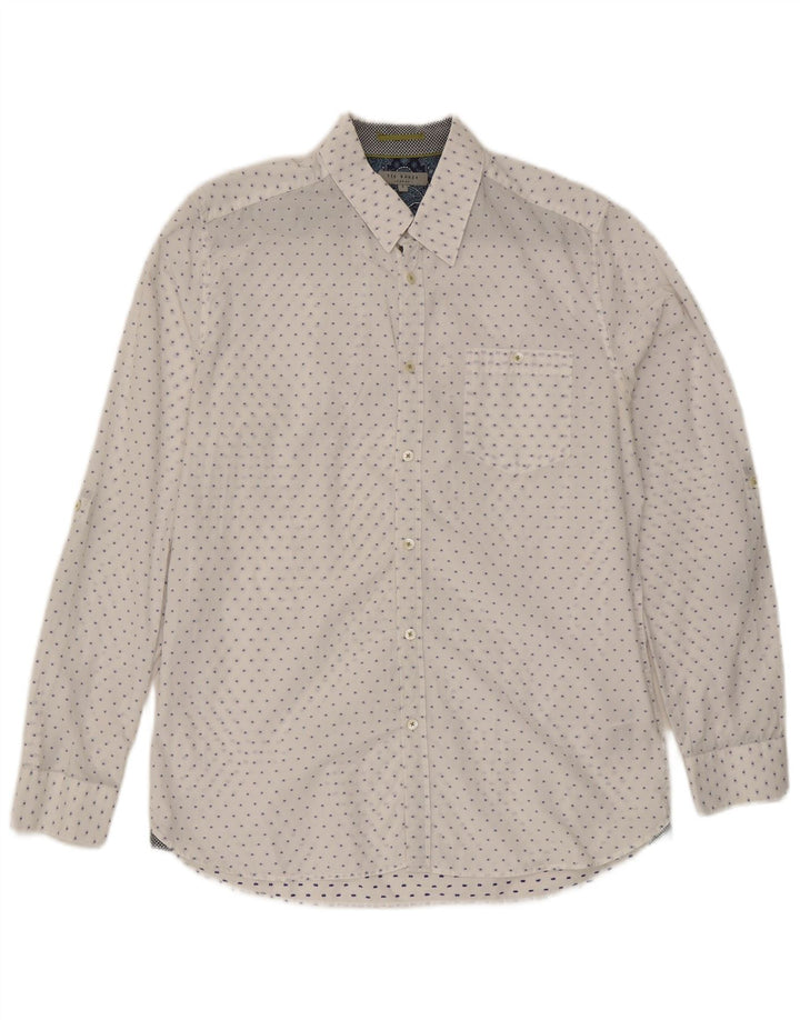 Camisa masculina Ted Baker tamanho 4 grande algodão manchado branco