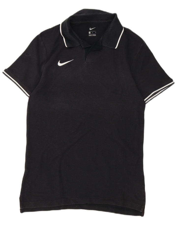 Camisa polo masculina Nike média listrada preta de algodão