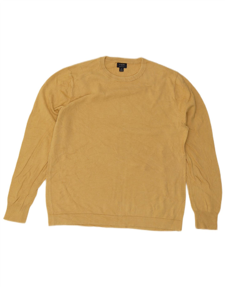 Suéter masculino J. Crew com gola redonda, pequeno algodão amarelo