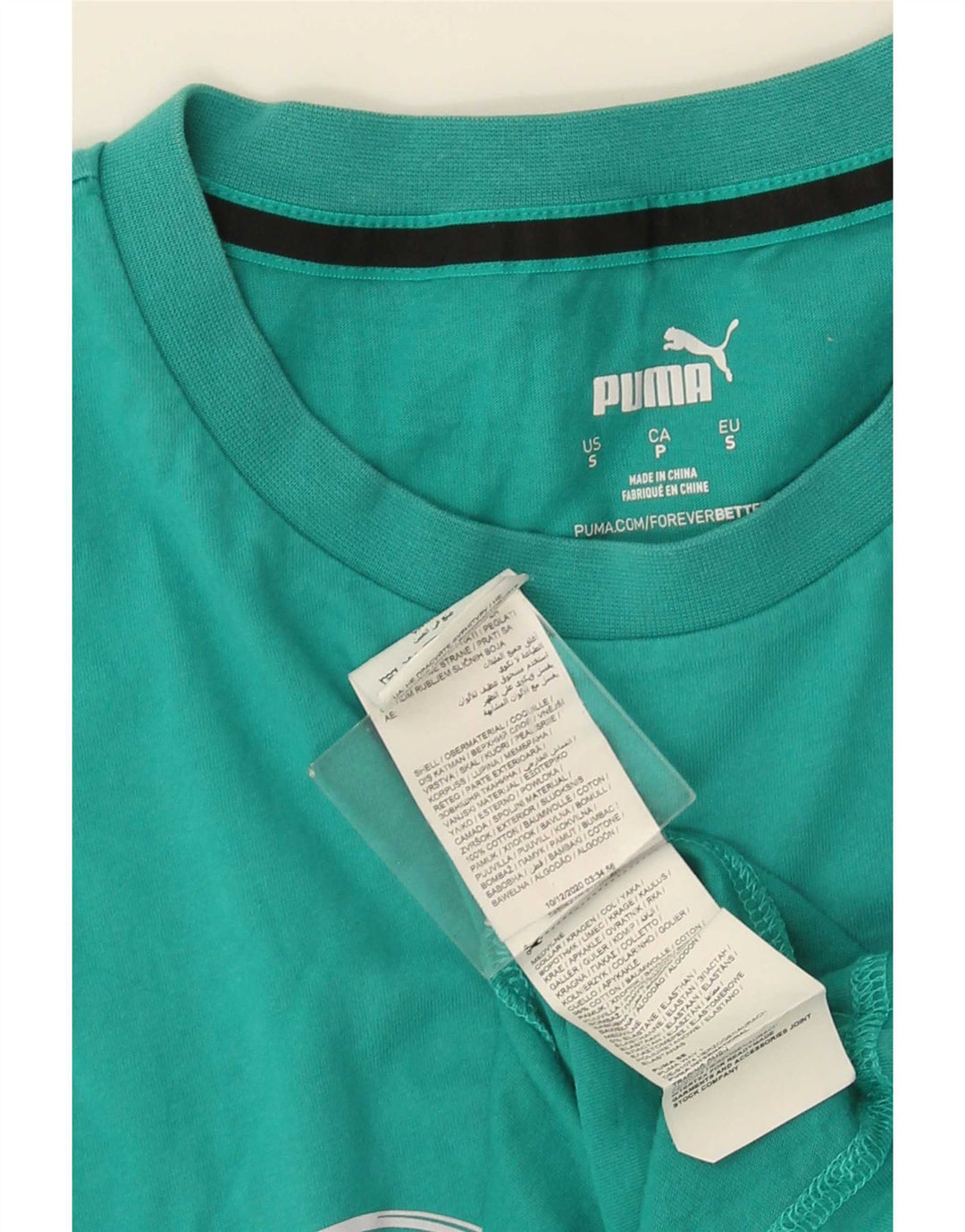 Puma Mens Graphic T-Shirt Top Pequeno Algodão Turquesa