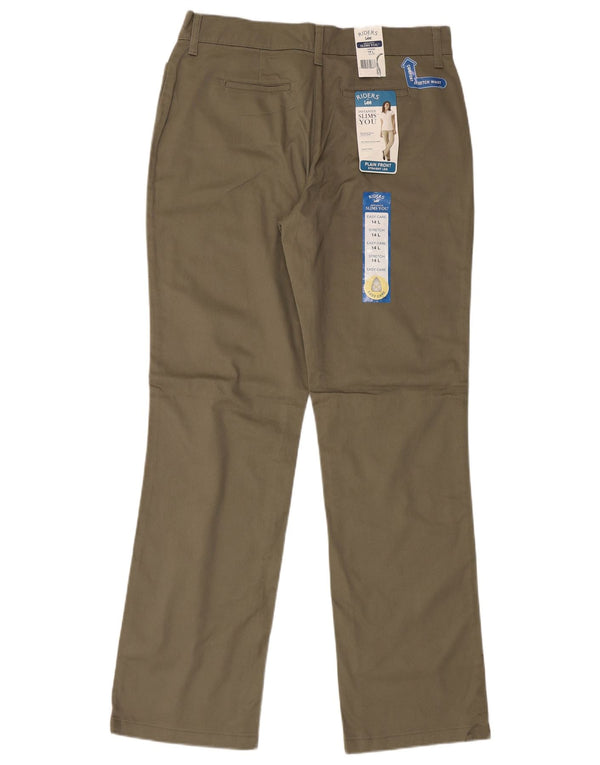 Calça feminina Lee Riders reta casual US 14 XL W35 L35 algodão cáqui