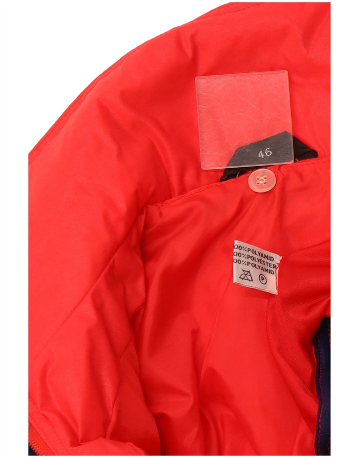 VINTAGE Womens Hooded Padded Jacket IT 46 Large Red Colourblock Polyamide