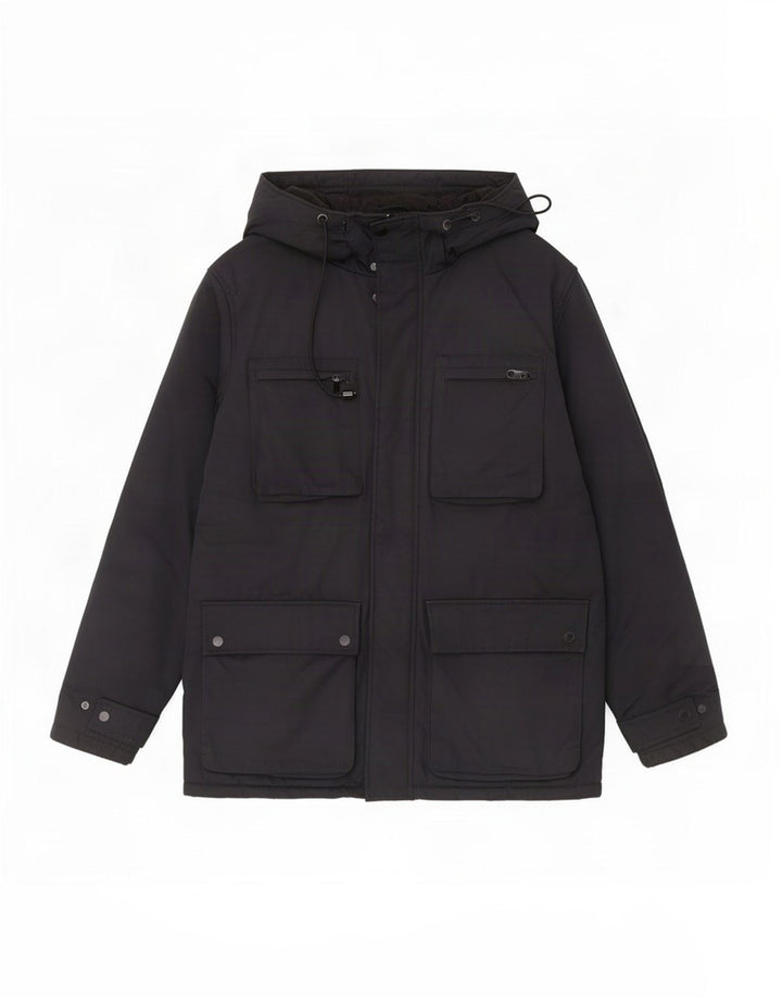 Jaqueta utilitária masculina com capuz Marks & Spencer Reino Unido 40 grande poliéster preto