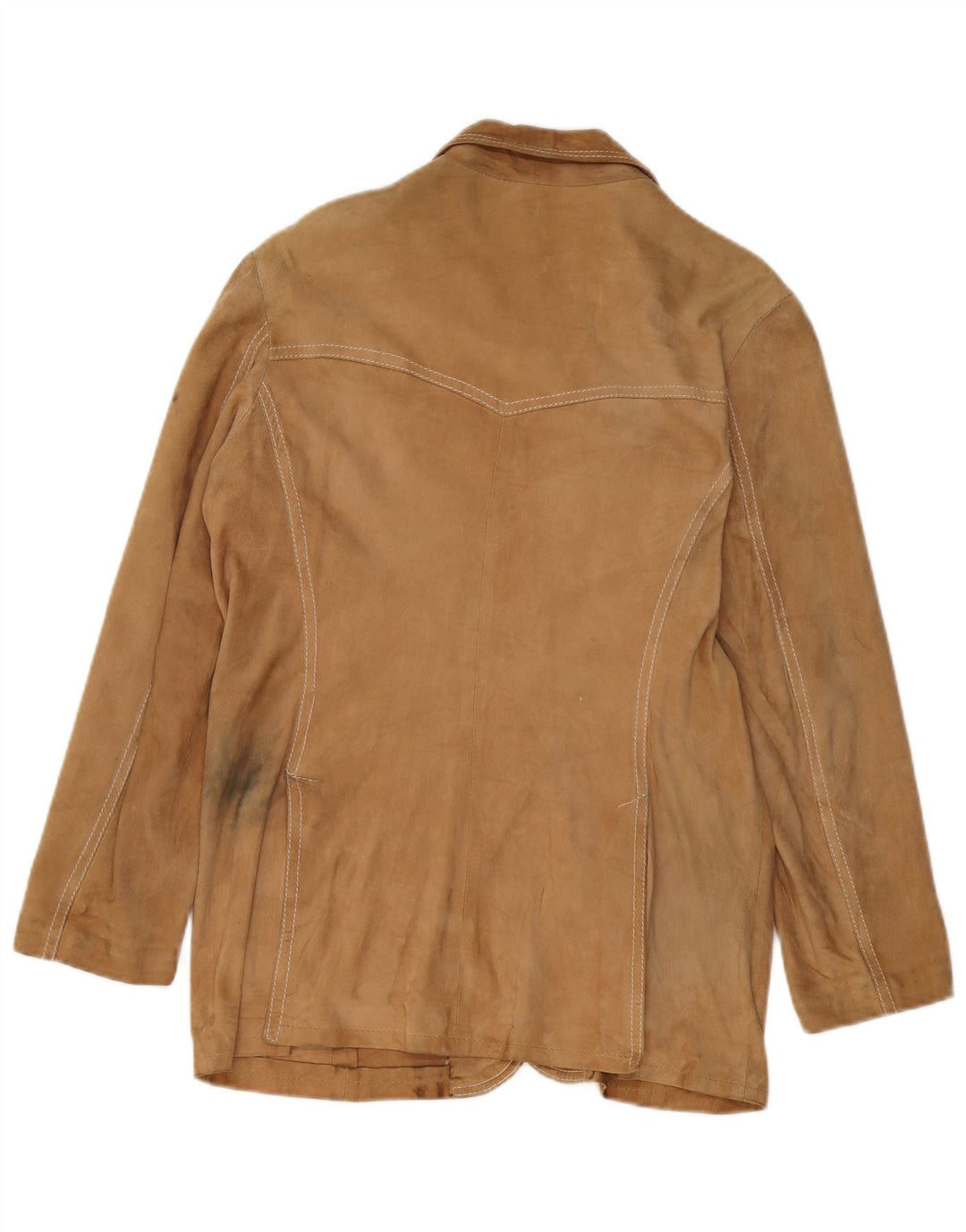 Jaqueta blazer feminina vintage de camurça com 3 botões Reino Unido 14 bege médio