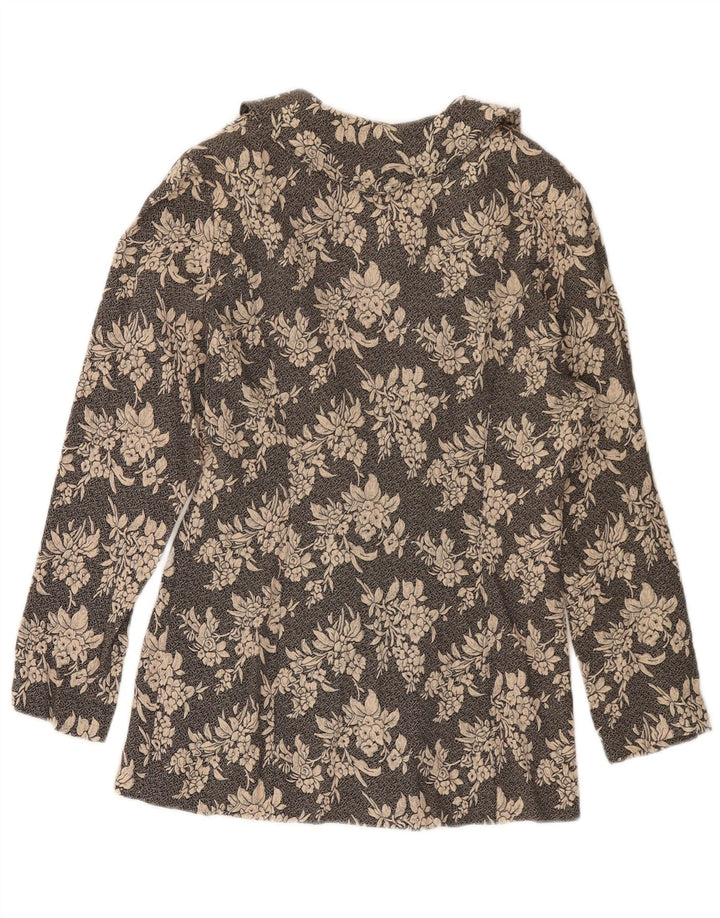 Jaqueta blazer feminina VINTAGE com 3 botões UK 10 pequena floral preta