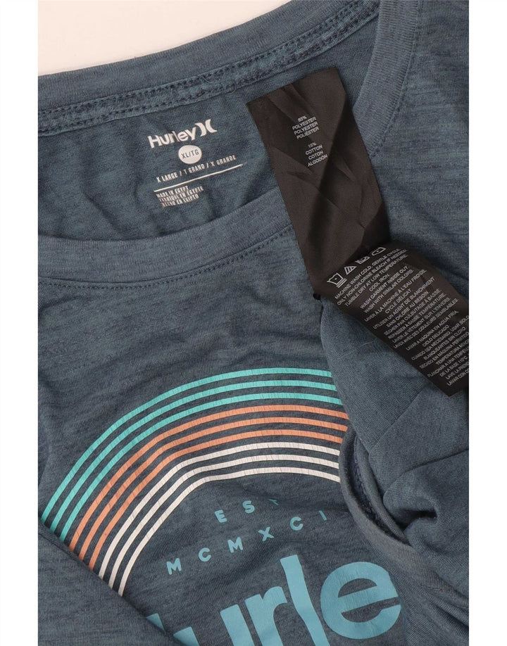 Camiseta gráfica masculina Hurley XL azul poliéster