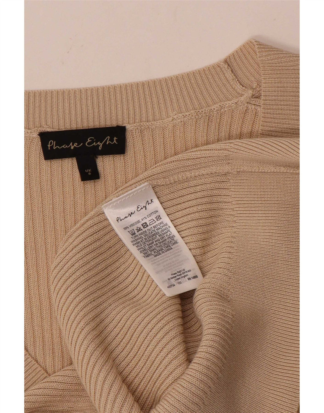 Suéter Cardigan Feminino Phase Eight Reino Unido 8 Viscose Bege Pequeno