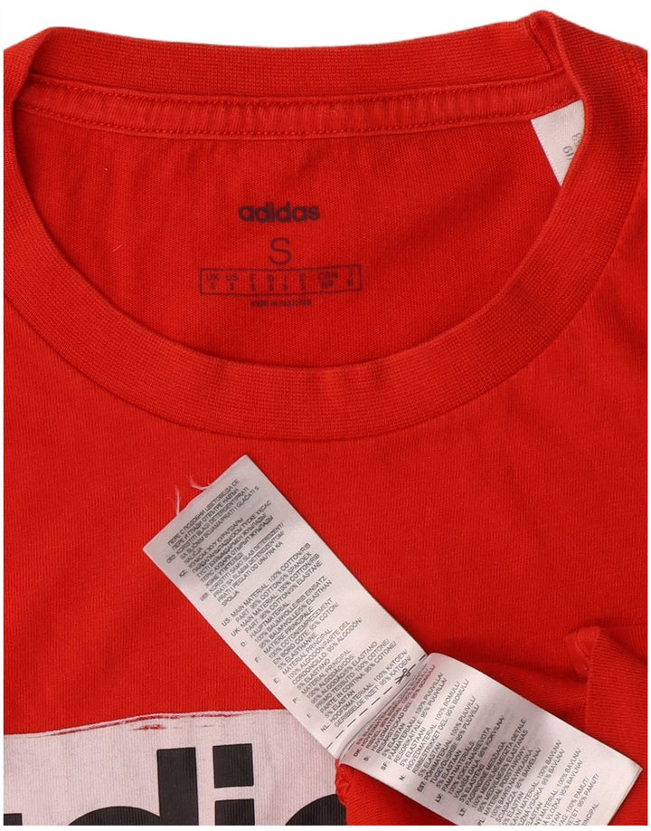 ADIDAS Mens Graphic T-Shirt Top Pequeno Algodão Vermelho