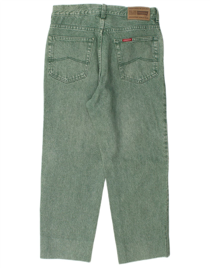 Calça jeans masculina cortada de cintura alta CARRERA IT 50 grande W34 L25 algodão verde