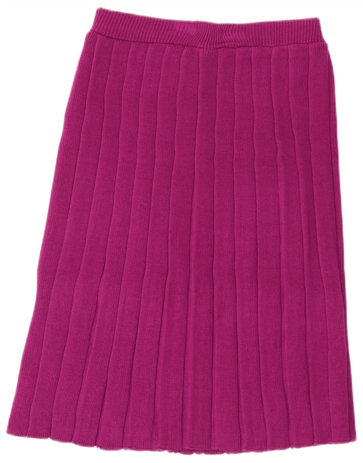 Saia midi de malha feminina vintage W28 pequena lã roxa