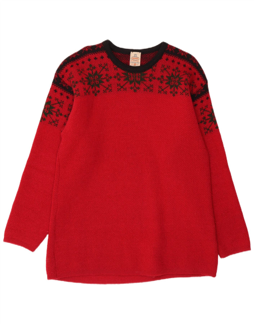 Suéter masculino JANUS com gola redonda IT 50 médio vermelho Fair Isle Wool