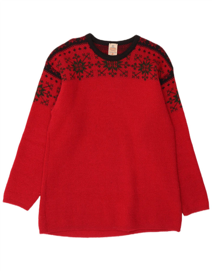 Suéter masculino JANUS com gola redonda IT 50 médio vermelho Fair Isle Wool