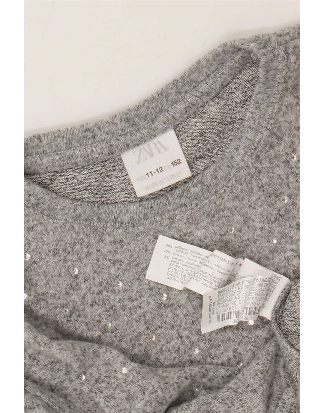 Suéter Zara Girls com gola redonda 11-12 anos cinza poliéster