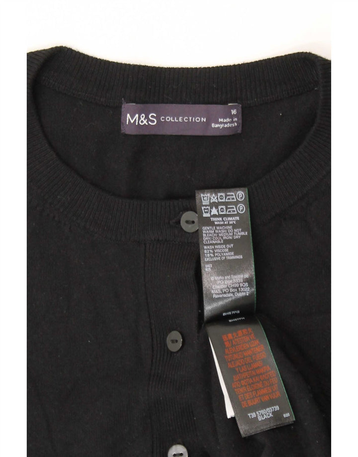 Suéter cardigã feminino Marks & Spencer Reino Unido 16 grande viscose preta