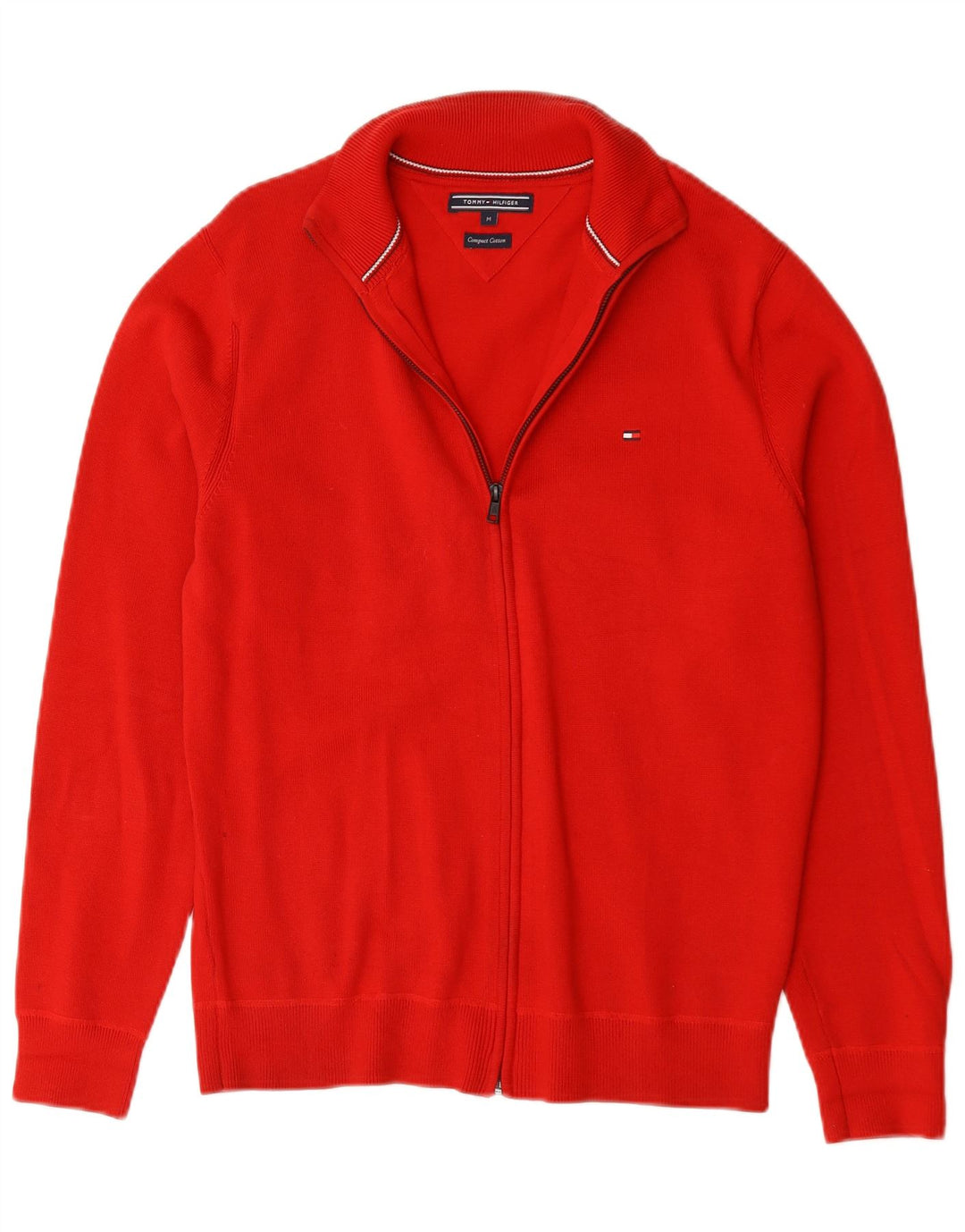 Suéter cardigã masculino Tommy Hilfiger algodão vermelho médio