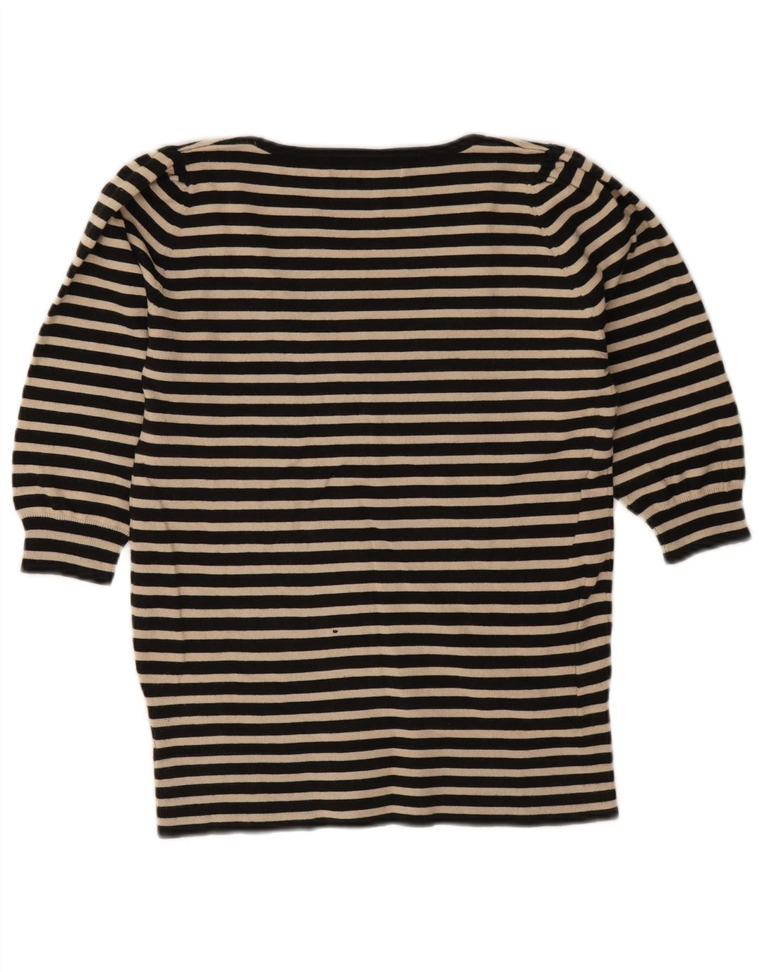 Top feminino Zara manga 3/4 Reino Unido 12 algodão listrado preto médio