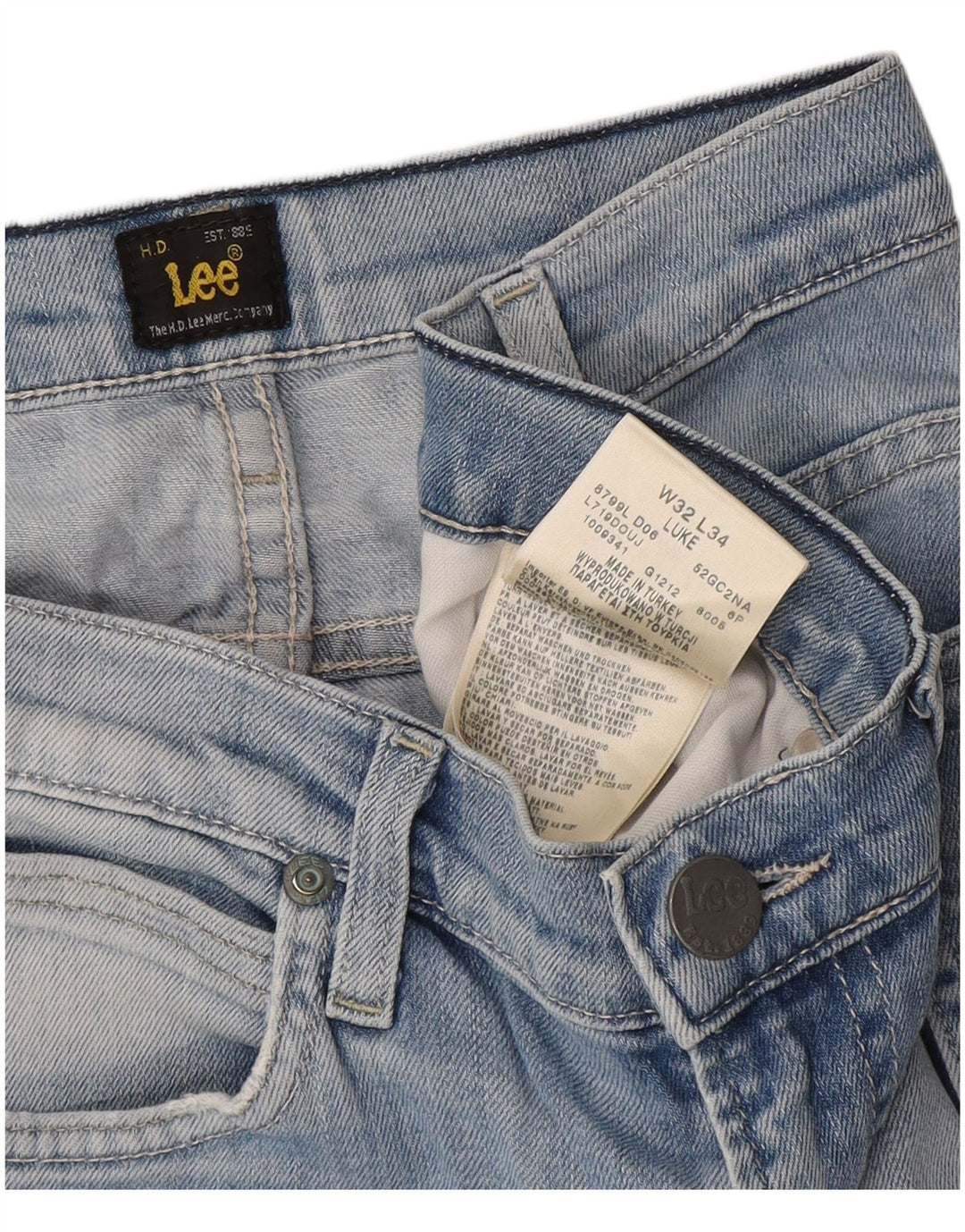Lee Mens Luke Slim Jeans W32 L34 Azul Algodão