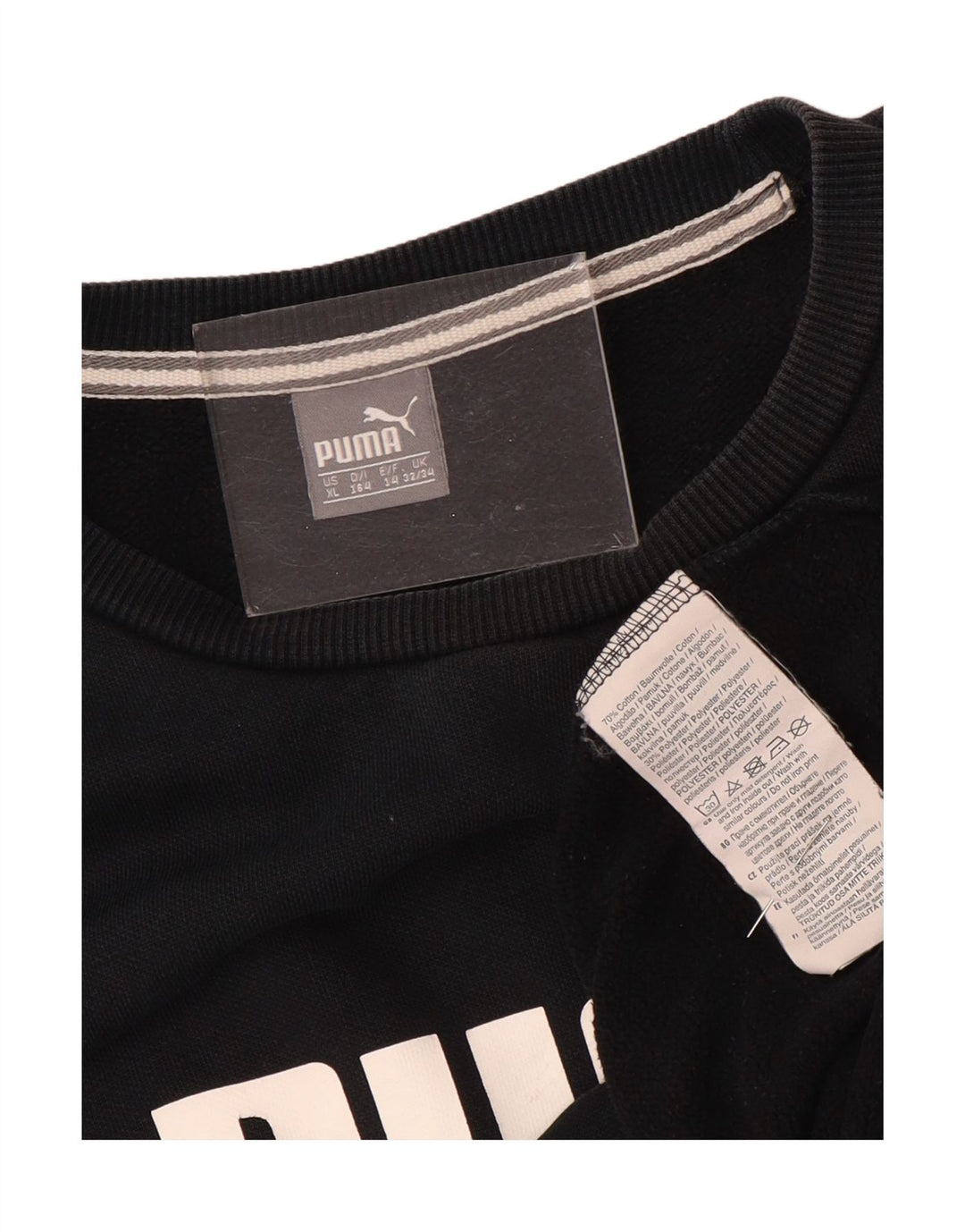 Suéter gráfico PUMA para meninas 13-14 anos algodão preto