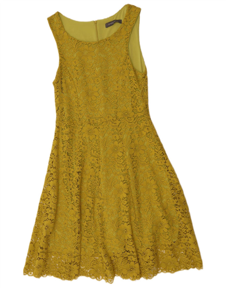Sandro Ferrone vestido feminino sem mangas evasê IT 42 médio amarelo floral