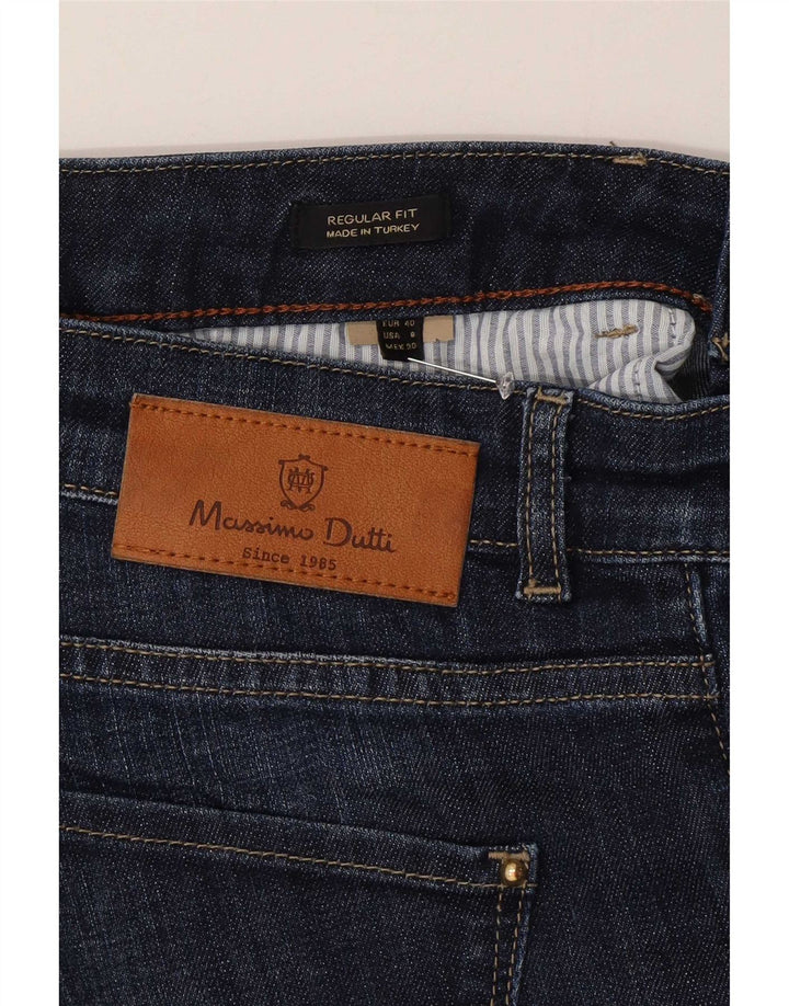 Jeans retos femininos Massimo Dutti EU 40 médio W30 L31 azul marinho