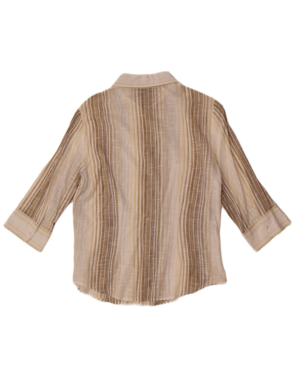 Camisa feminina Marlboro Classics manga 3/4 EU 44 XL bege listrado