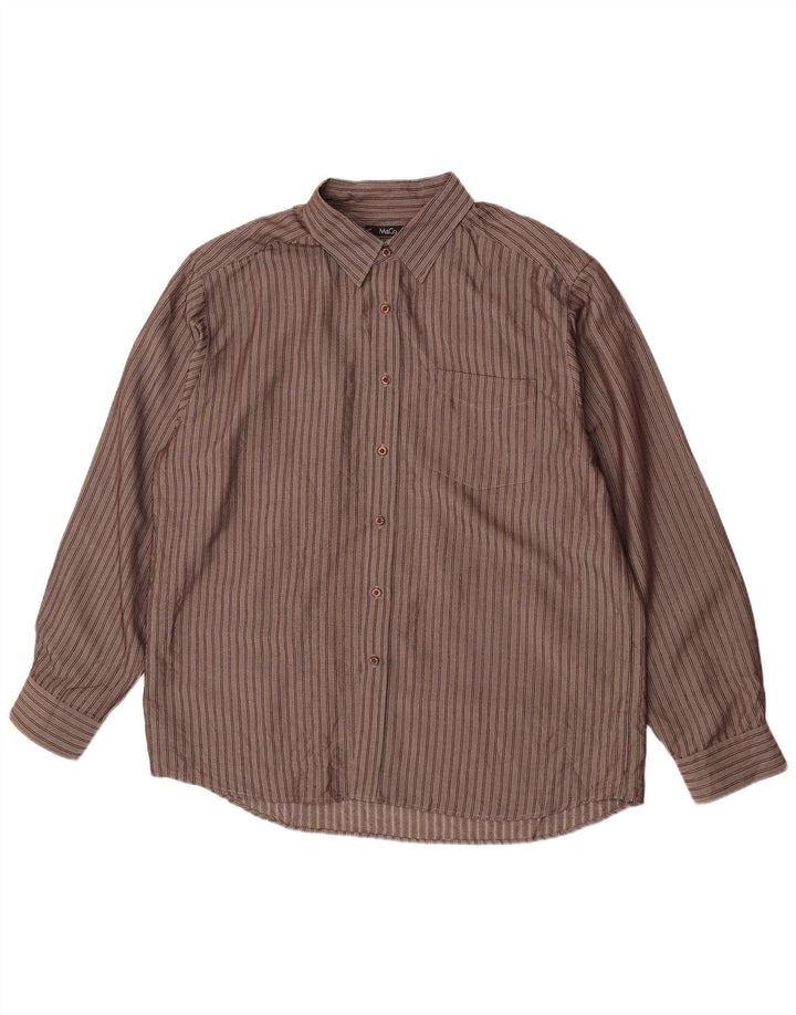 Camisa masculina M&Co XL listrada marrom viscose