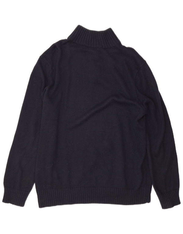Polo Ralph Lauren Suéter masculino com gola com botão grande algodão azul marinho