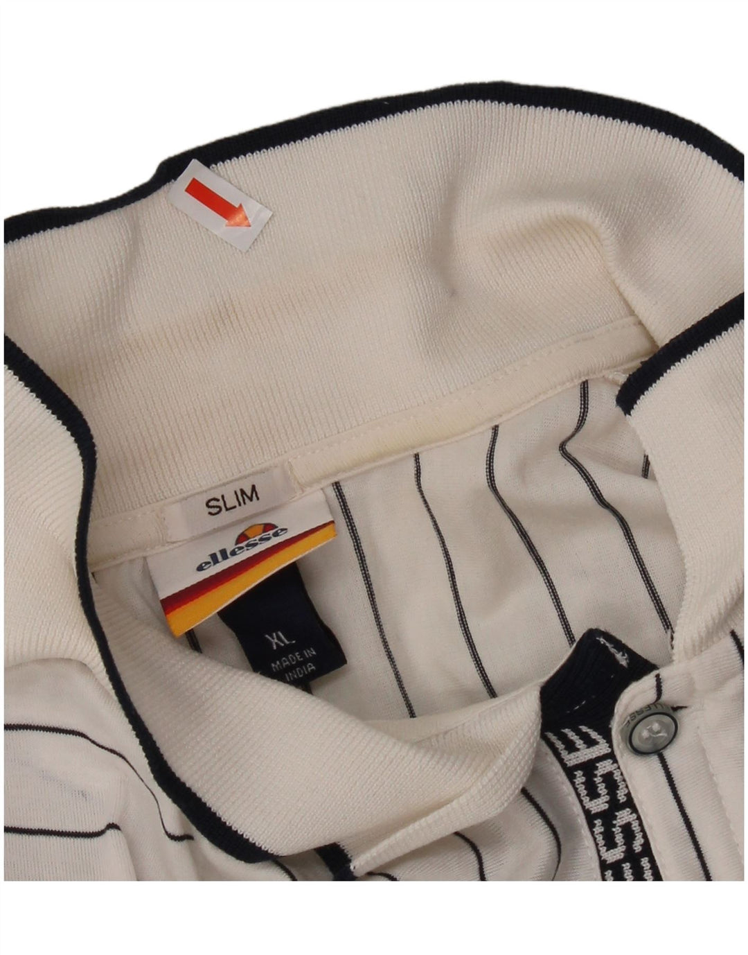 Ellesse Camisa polo masculina slim XL algodão listrado branco