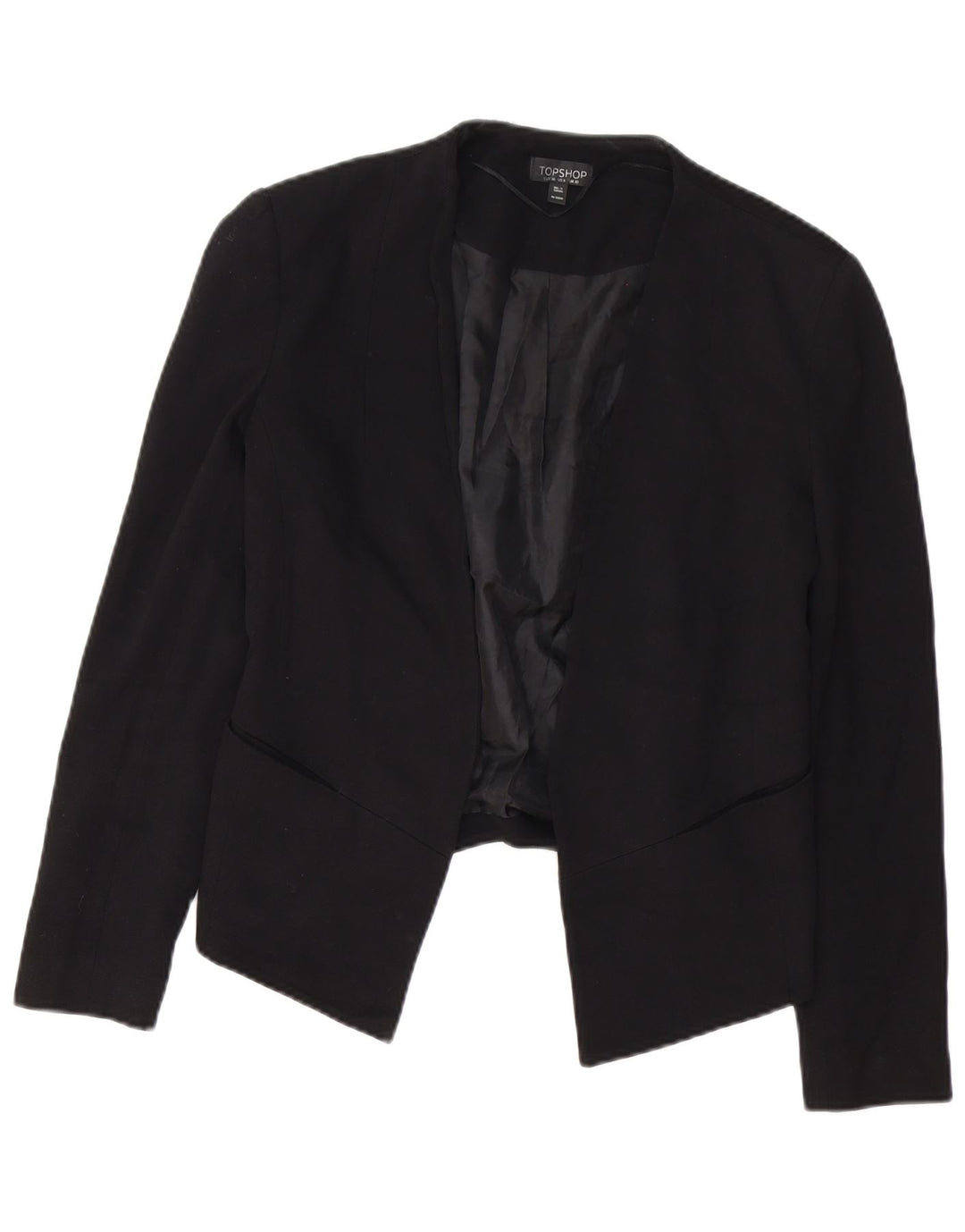 Topshop jaqueta feminina aberta oversized blazer Reino Unido 10 pequena viscose preta