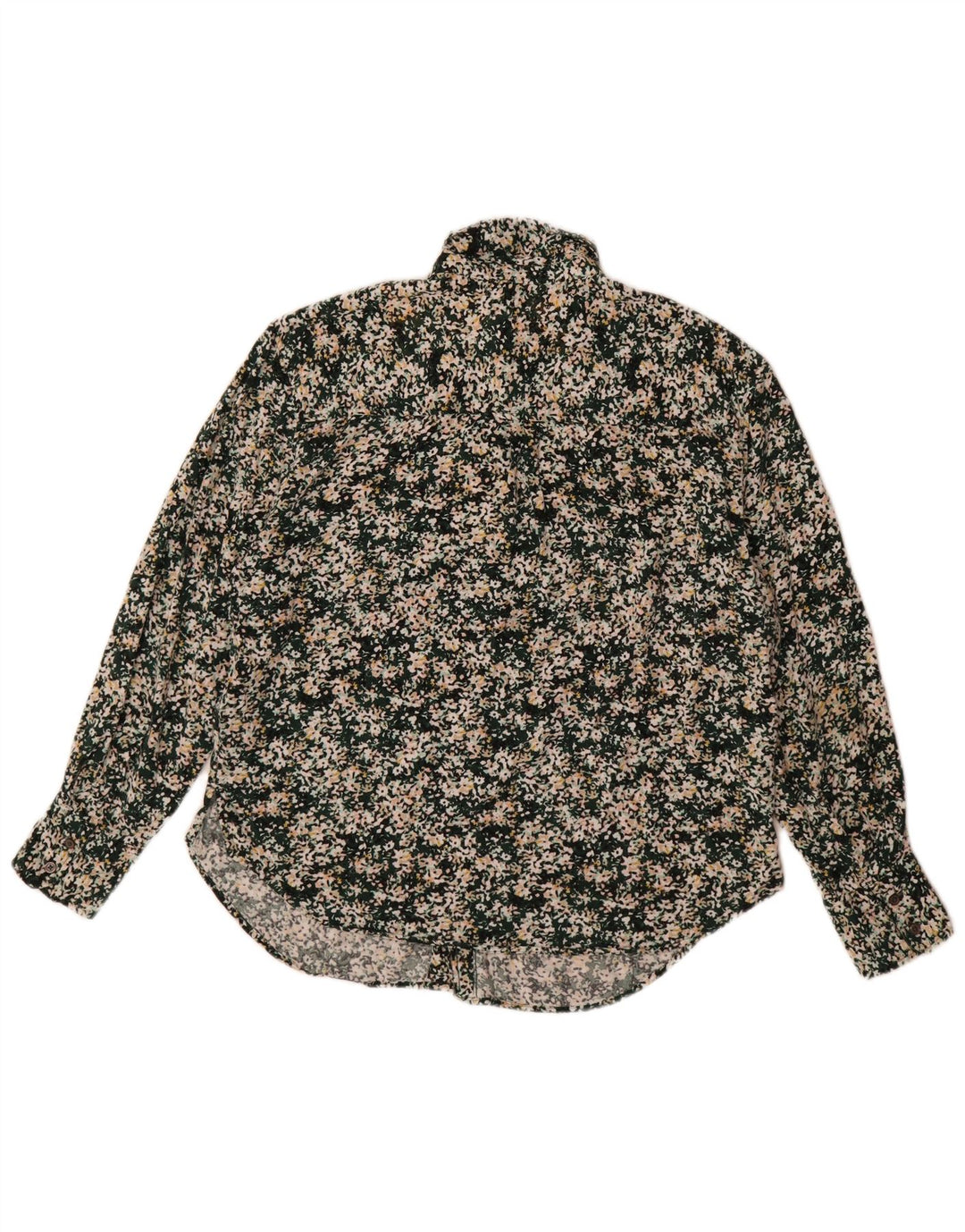 Blusa feminina Marks & Spencer grande tamanho UK 10 pequena floral verde