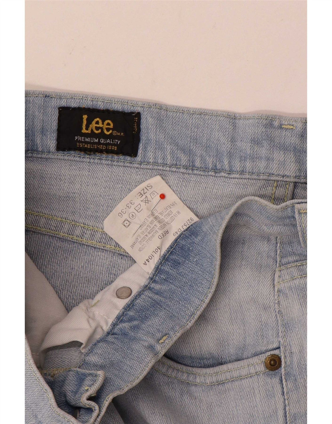 Shorts jeans masculino Lee W33 grande algodão azul
