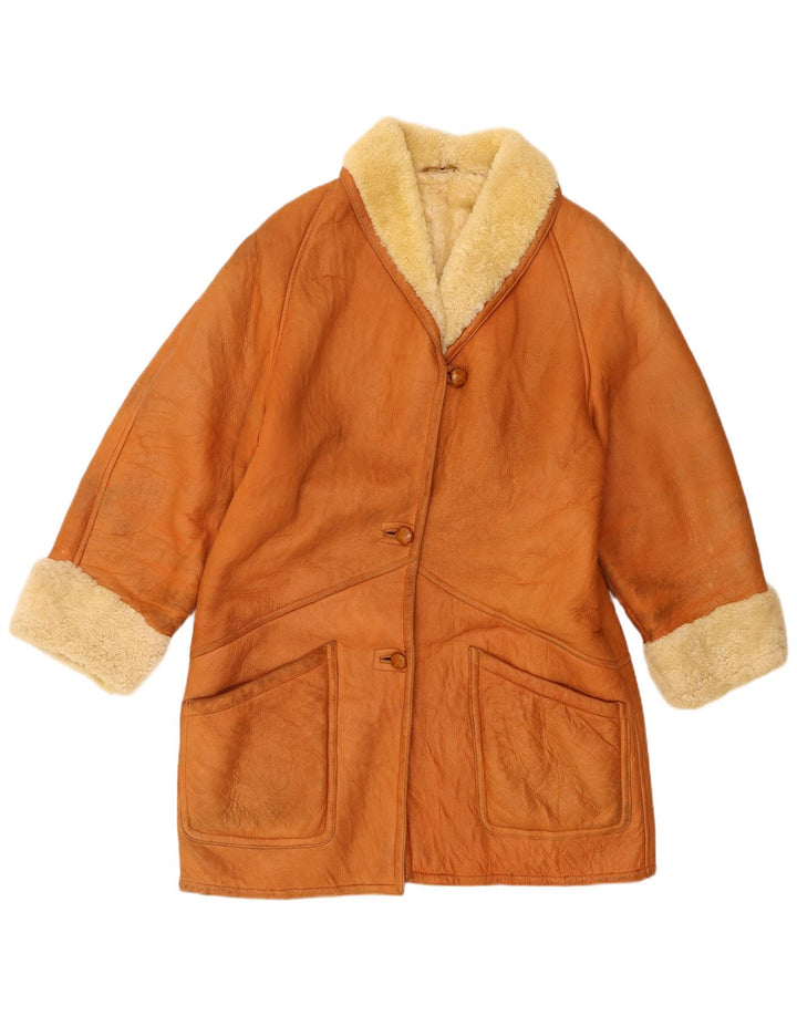 Casaco feminino Trussardi Shearling UK 18 XL couro bege