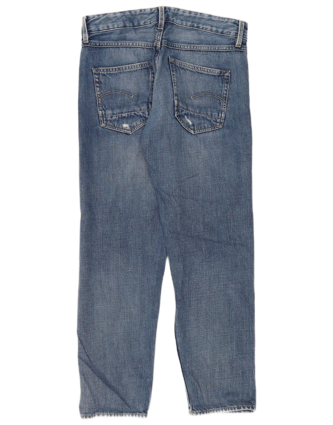 Calça jeans reta feminina G-Star desgastada W24 L30 algodão azul