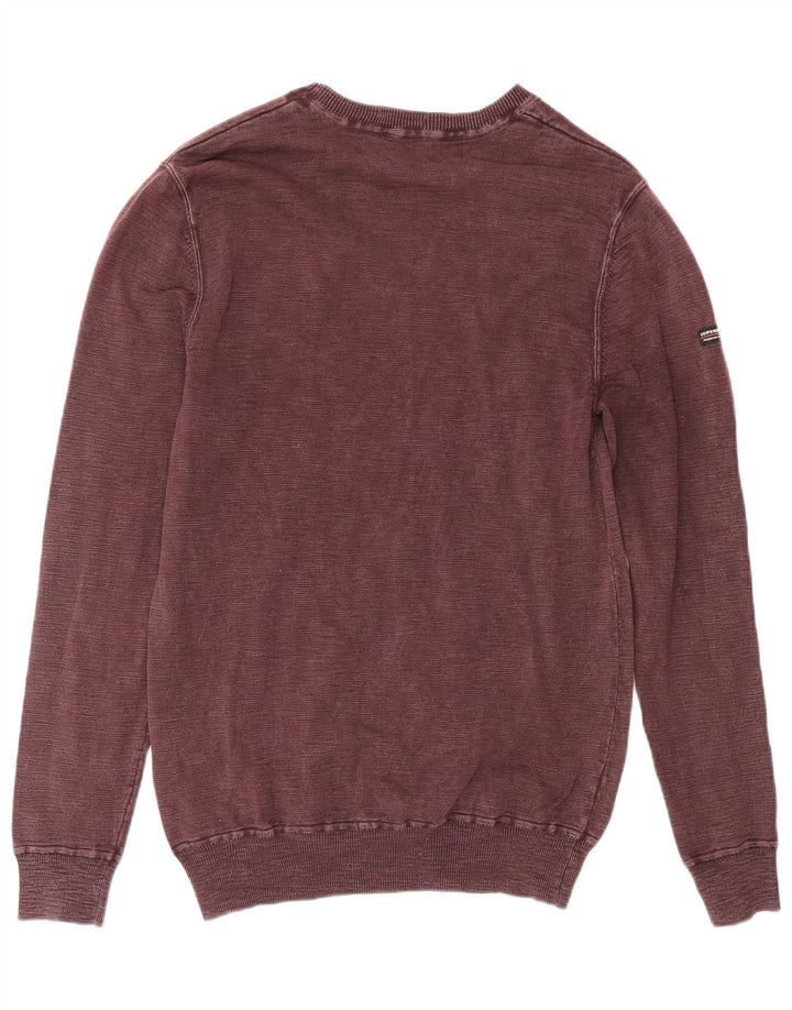 Superdry moletom masculino jumper médio algodão borgonha