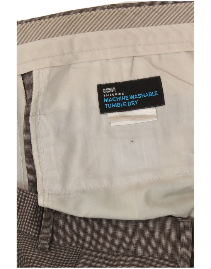 Calça masculina de terno reto Marks & Spencer W40 L32 cinza