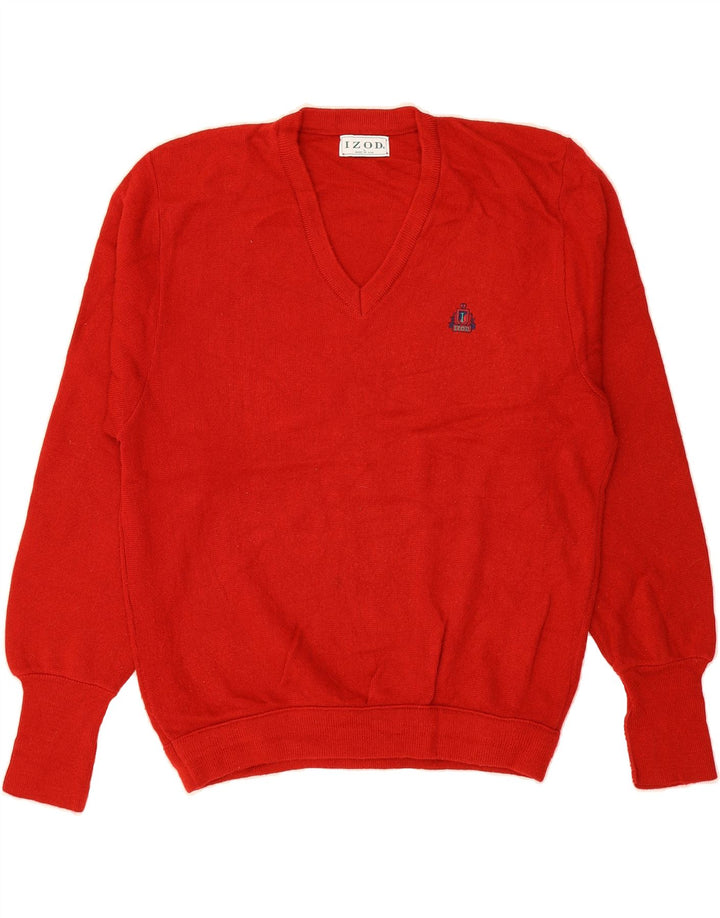 IZOD Mens V-Neck Jumper Sweater Large Red Acrylic Vintage Izod and Second-Hand Izod from Messina Hembry 