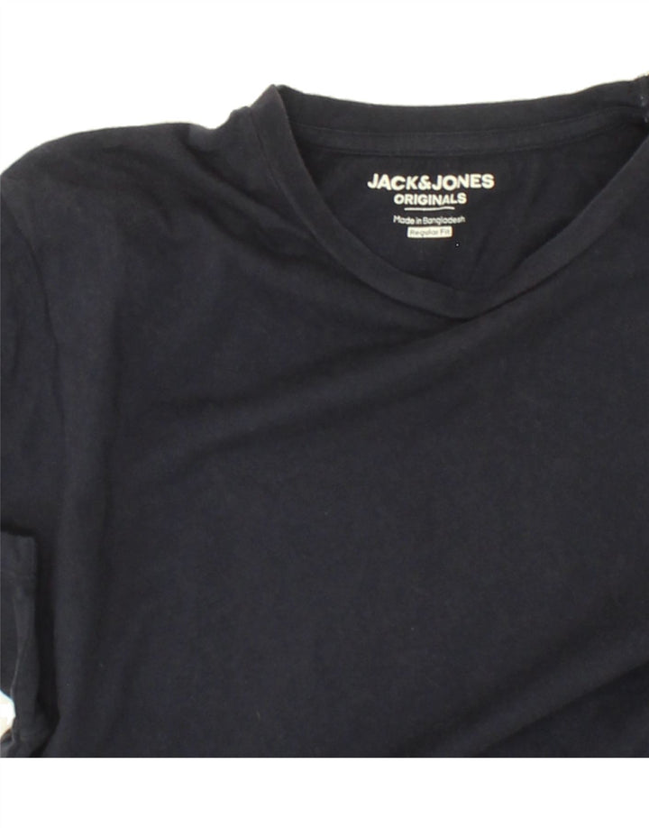 JACK & JONES Mens Regular Fit T-Shirt Top XL Navy Blue Cotton Vintage Jack & Jones and Second-Hand Jack & Jones from Messina Hembry 