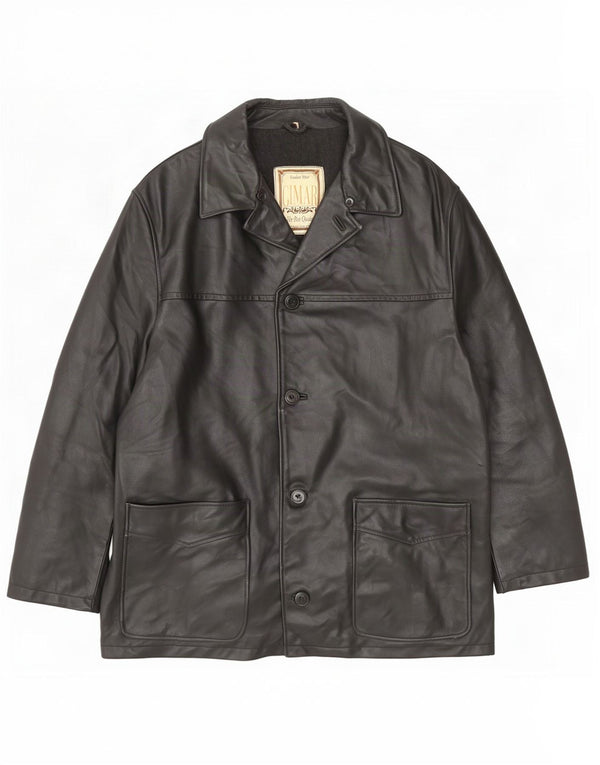 Vintage Mens Leather Jacket IT 52 XL Black