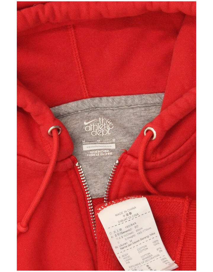 Suéter feminino Nike com capuz e zíper UK 12 médio algodão vermelho
